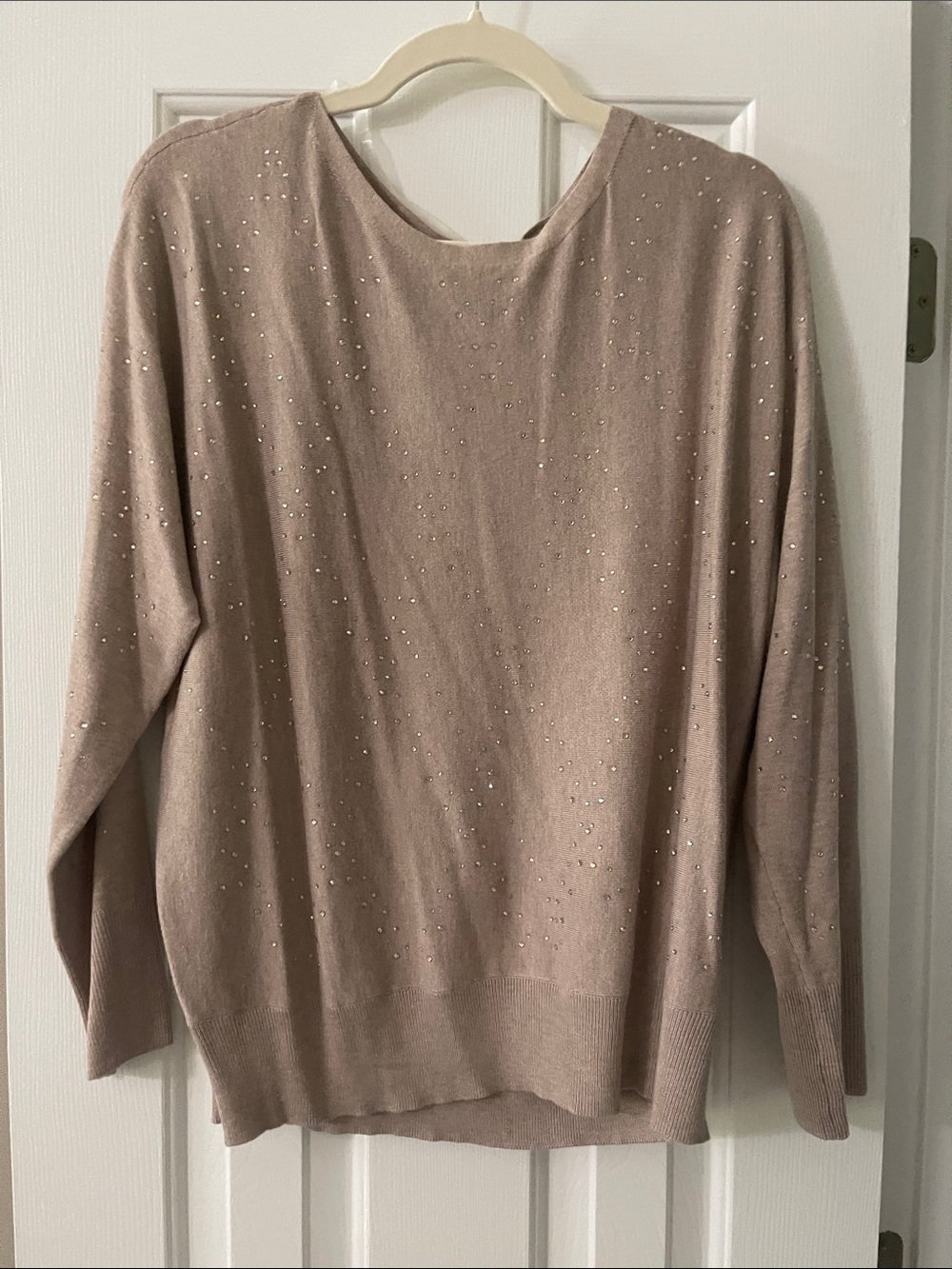 Chicos Beaded Taupe Women's SweaterNWT